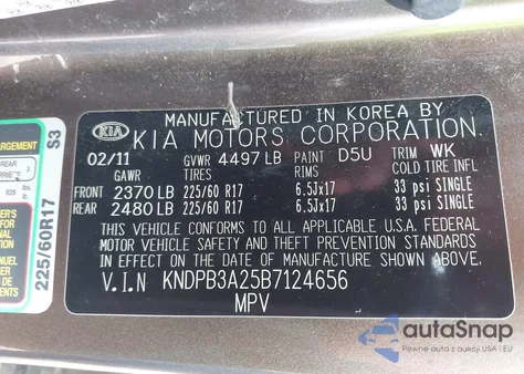 2011 Kia Sportage Lx from USA, damaged, VIN KNDPB3A25B7124656